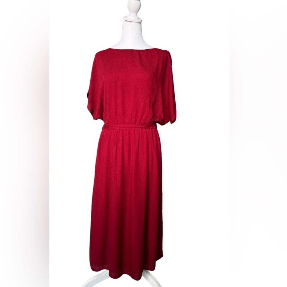 Charter Club Red Long Dress – Women's Elegant shorts sleeve Dress